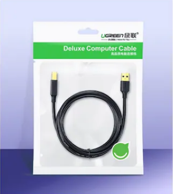 CABLU USB Ugreen pt. imprimanta, "US135" USB 2.0 (T) la USB 2.0 Type-B (T), 1m, conectori auriti, negru, "20846" (timbru verde 0.08 lei) - 6957303828463