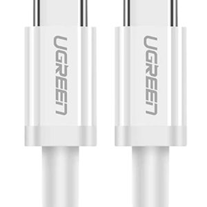 CABLU alimentare si date Ugreen, "US264", Fast Charging Data Cable pt. smartphone, USB Type-C la USB Type-C 60W/3A, nickel plating, PVC, 1.5m, alb "60519" (timbru verde 0.08 lei) - 6957303865192