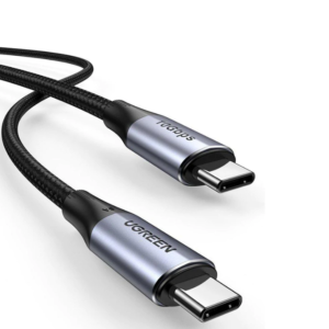 CABLU alimentare si date Ugreen, "US355", Fast Charging Data Cable pt. smartphone, USB Type-C la USB Type-C 140W/5A, USB 3.1, thunderbolt 10Gbps, braided, 1m,negru "80150" (timbru verde 0.08 lei) - 6957303881505