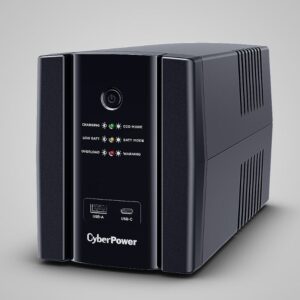 UPS CYBER POWER Line Int. cu sin. simulata, cu management, Tower, LED, 1500VA/900W, AVR, 4x Schuko, baterie 2x 12V/7Ah, incarcare pana la 8h, USB, incarcare USB-A/USB-C, 2x RJ45, tehn. GreenPower, "UT1500EG" (timbru verde 11 lei)