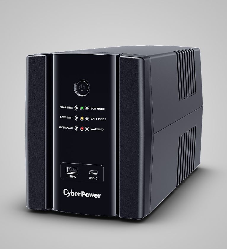 UPS CYBER POWER Line Int. cu sin. simulata, cu management, Tower, LED, 2200VA/1320W, AVR, 4x Schuko, baterie 2x 12V/9Ah, incarcare pana la 8h, USB, incarcare USB-A/USB-C, 2x RJ45, tehn. GreenPower, "UT2200EG" (timbru verde 11 lei)