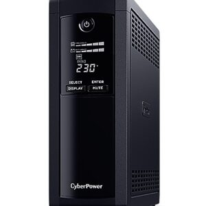 UPS CYBER POWER Line Int. cu sin. simulata, cu management, Tower, LCD, 1200VA/720W, AVR, 5x Schuko, baterie 2x 12V/7Ah, incarcare pana la 8h, USB, 2x RJ45, RS232, tehn. GreenPower, "VP1200ELCD" (timbru verde 11 lei)