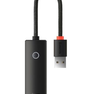 ADAPTOR RETEA Baseus Lite, USB 2.0 to RJ-45 10/100 Mbps Adapter, LED, negru "WKQX000001" (timbru verde 0.18 lei) - 6932172606022