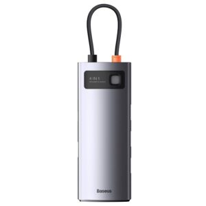 HUB extern Baseus Metal Gleam, conectare PC USB Type-C, porturi USB 3.0 x 4, gri "WKWG070013" (timbru verde 0.8 lei) - 6932172608637