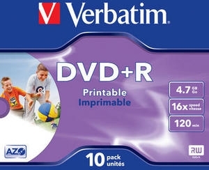 DVD+R VERBATIM  4.7GB, 120min, viteza 16x,  1 buc, Jewel case,Single Layer, printabil, "Wide Inkjet Printable" "43508"