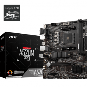 PLACA de BAZA MSI "A520M PRO", skt AM4, mATX, AMD A520, 2 x DDR4, max. 64 GB, 4 x SATA, 1 x M.2, 7.1, "A520M PRO"