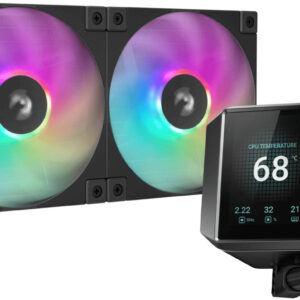 Cooler DeepCool "MYSTIQUE 240", skt. Intel si AMD, racire cu lichid, 2 x 120mm, 600 - 2400 RPM, iluminare RGB, afisaj digital, negru "R-LX550-BKADSNC-G-1" (timbru verde 2.00 lei)