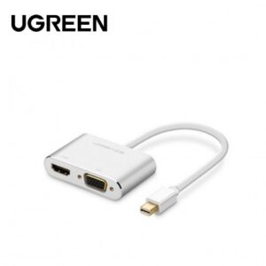 ADAPTOR video Ugreen, "MD115", mini DP(T) la 1 x VGA(M) 1080P/60Hz si 1 x HDMI(M) 4K/30Hz, metalic, alb "20421" (timbru verde 0.8lei) - 6957303824212
