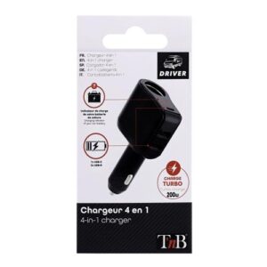 TNB 4 in 1 cigarette lighter charger - black "ACGPUSBC" (timbru verde 0.18 lei)