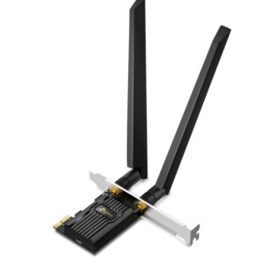 ADAPTOR RETEA TP-LINK AXE5400, extern wireless 2.4 GHz | 5 GHz | 6 Ghz, PCI-E port, 5400 Mbps, WI-FI 6E si Bluetooth 5.3, antena externa x 2, "Archer TXE72E" (timbru verde 0.18 lei)