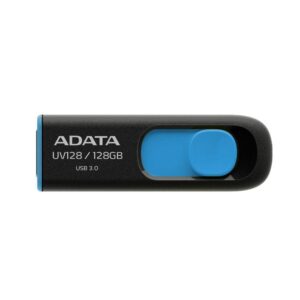 MEMORIE USB 3.2 ADATA AUV128 128GB, retractabila, carcasa plastic, negru / albastru, "AUV128-128G-RBE" (timbru verde 0.03 lei)