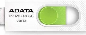 MEMORIE USB ADATA 128 GB, USB 3.1, retractabila, carcasa plastic, alb/ verde, "AUV320-128G-RWHGN" (timbru verde 0.03 lei)