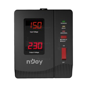 nJoy | AVRL-10001AL-CS01B | Alvis 1000 | Stabilizator de tensiune | 1000 VA | 600W | Tower | Nr iesiri 1 Schuko | Intrare Schuko | Display digital, "AVRL-10001AL-CS01B" (timbru verde 11 lei)