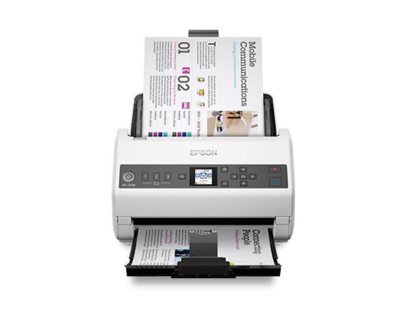 Scanner Portabil  EPSON DS-730N, A4, Viteza de scanare duplex: 40ppm/80ipm, Optiuni: , Conectivitate:USB, Scanare ambele fete:Da, ADF:100coli, (Timbru  Verde11Lei) "B11B259401"(RAPO)
