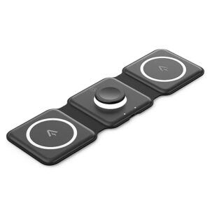 Statie incarcare wireless 3in1  Vention, MagSafe, telefon 15W, ceas 2.5W, casti 5W, fast charge, pliabil, magnetic, lumina LED, 1 x USB-C incarcare, negru, "FGGB0" (timbru verde 0.18 lei) - 6922794783836