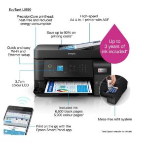 Multifunctional Inkjet CISS Color Epson L5590, A4, Functii:Impr|Scan|Cop|Fax,Viteza Print Mono:33ppm,Viteza Print color:15ppm,Conectiv:USB|Retea|Wi-Fi,Duplex:,ADF:Da, (Timbru Verde 23lei) "C11CK57403"(RAPO)