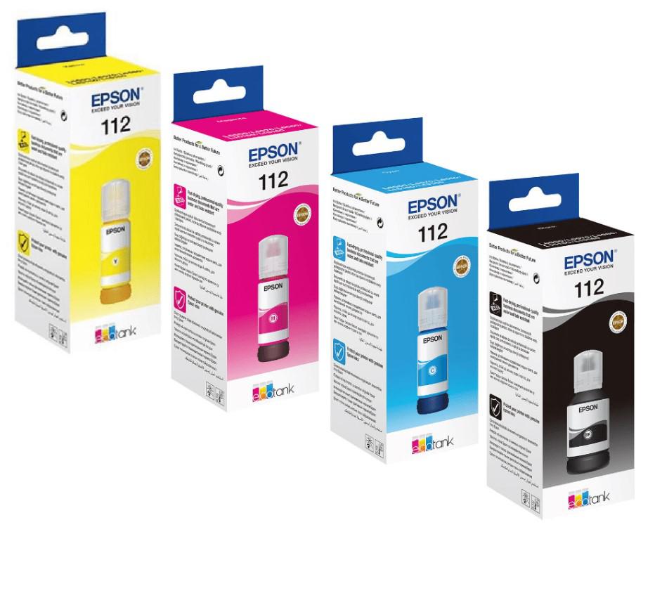 Combo-Pack Original Epson CMYK, nr.112, pentru L11160|L15150|L15160, 70mlx3+127mlx1, incl.TV 0.15 RON, "C13T06C64A"(RAPO)