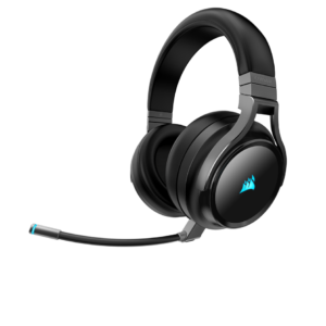 CASTI Corsair, "Virtuoso RGB", wireless, cu fir, gaming, utilizare multimedia, mic pe brat, detasabil, conectare prin 2.4 GHz(WiFi),Jack 3.5 mm,USB 2.0,negru "CA-9011185-EU", (timbru verde 0.8 lei)