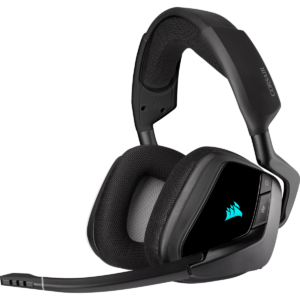 CASTI Corsair, "Void RGB Elite", wireless, gaming, utilizare multimedia, microfon pe brat, conectare prin 2.4 GHz (WiFi), negru, "CA-9011201-EU", (timbru verde 0.8 lei)