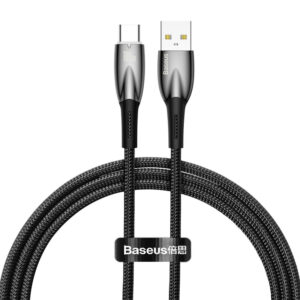 CABLU alimentare si date Baseus Glimmer, Fast Charging Data Cable pt. smartphone, USB la USB Type-C 100W, 1m, negru "CADH000401" (timbru verde 0.08 lei) - 6932172617967