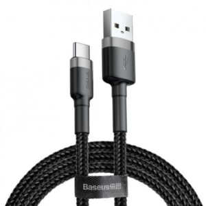 CABLU alimentare si date Baseus Cafule, Fast Charging Data Cable pt. smartphone, USB la USB Type-C 18W, 0.5m, gri + negru "CATKLF-AG1" (timbru verde 0.08 lei) - 6953156278189
