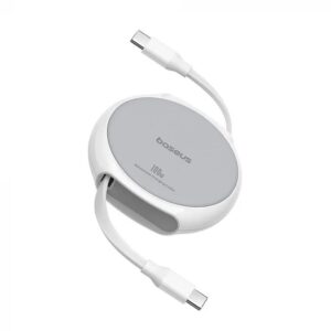 CABLU alimentare si date Baseus Free2Draw Mini, Fast Charging Data Cable pt. smartphone, retractabil, USB Type-C la USB Type-C 100W, 1m, alb "P10368400211-00" (timbru verde 0.08 lei) - 6932172653583