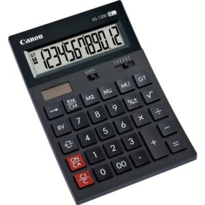 Calculator de birou CANON, AS-1200, ecran 12 digiti, alimentare solara si baterie, negru, "BE4599B001AA" (timbru verde 0.18 lei)