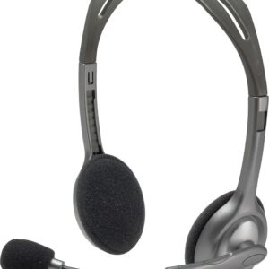 CASTI Logitech, "H111", cu fir, standard, utilizare multimedia, call center, microfon pe brat, conectare prin Jack 3.5 mm, negru, "981-000593", (timbru verde 0.8 lei)