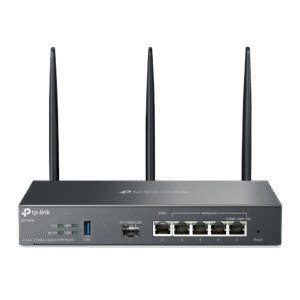 ROUTER TP-LINK VPN Gigabit, Omada Cat6 AX3000 Dual-Band WiFi 6, 6 × Gigabit RJ45 port, 3 antene externe detasabile, "ER706W" (timbru verde 0.8 lei)
