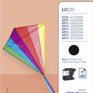 Cartus Cerneala Original Brother Black, LC223BK, pentru DCP-J4120|MFC-J4420|J4620|J5320|J5620|J5720, 550, (timbru verde 0.15 lei), "LC223BK"