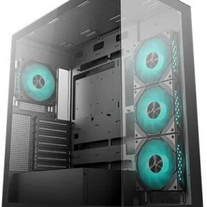 CARCASA DeepCool "CG580 4F", middle tower, gaming, fara sursa, suporta 8xfan, 4xfan 120mm ARGB inclus, PSU shroud, USB-C x 1, USB 3.0 x 2, audio+mic, 7 sloturi expansiune, negru, "R-CG580-BKADA4-G-1" (timbru verde 0.32lei)
