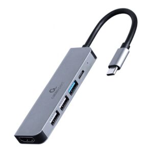 DOCKING Station Gembird universal,5-in-1, conec PC USB Type C, USB-C x 1, USB-A 3.1 x 1, USB-A 2.0 x 2, HDMI x 1, PD 87W, argintiu "A-CM-COMBO5-03" (timbru verde 0.18 lei)
