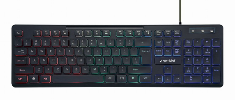 TASTATURA GEMBIRD USB, multimedia 104 taste + 12 taste multimedia, backlight "Rainbow", black "KB-UML-02"  (timbru verde 0.8 lei)