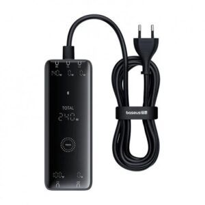 INCARCATOR RETEA Baseus Digital GaN Intelligent, Quick Charge 240W, 1 x AC, 3 x USB Type-C Output 5V/3A, 1 x USB, lungime cablu 1m, negru "P10163901113-00" (timbru verde 0.18 lei) - 6932172646110