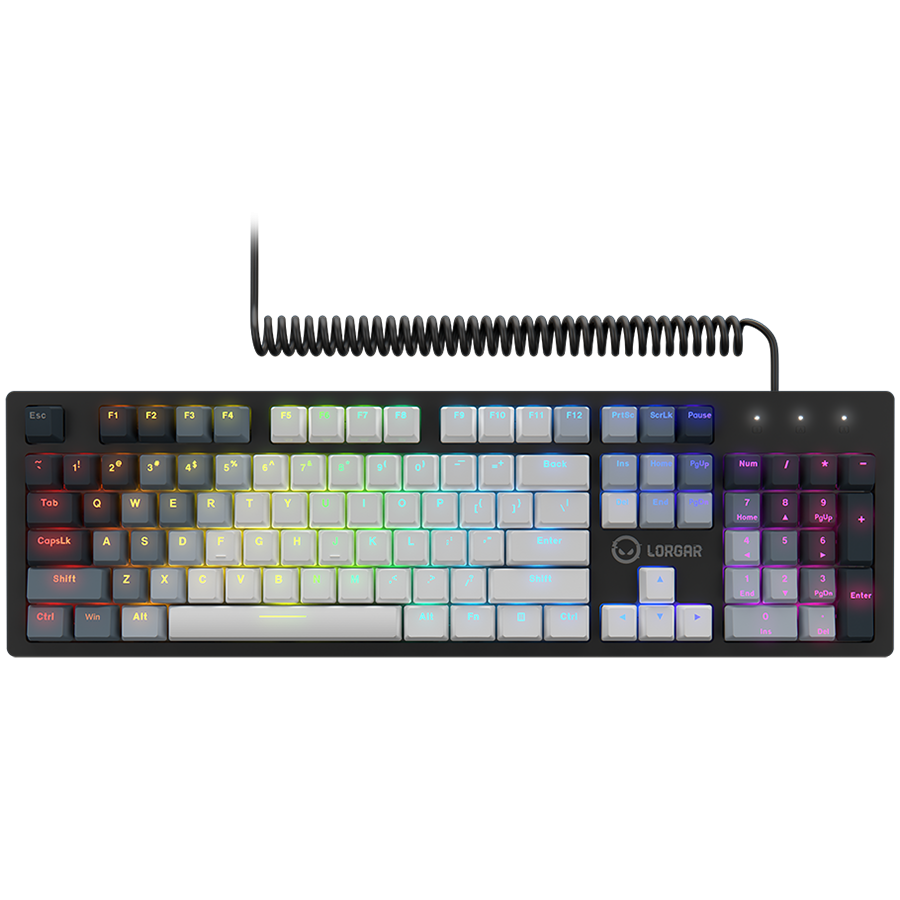 LORGAR Azar 514, Wired mechanical gaming keyboard, RGB backlight, keys number: 104, 50M clicks, linear dream switches, spring cable up to 3.4m, EN layout "LRG-GK514W-US" (timbru verde 0.8 lei)