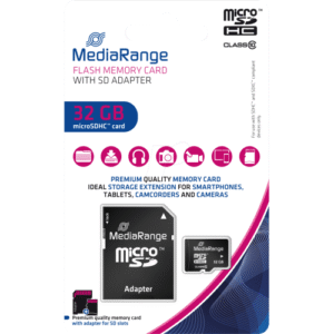 MediaRange Micro SDHC 32GB Class 10 with SD adapter "MR959" (timbru verde 0.03 lei)