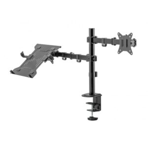Suport de birou pentru monitor si laptop, Nexio, 17-32 inch(43cm-81cm), dubla articulatie, reglabil, capacitate sustinere 9KG/suport, Negru "NX-LDT66-C024ML"