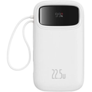 POWER BANK Baseus Qpow2, 20000mAh, 22.5W, 1 x USB; 1 x USB Type-C, 1 x Lightning, total 3A, include cablu USB Type-C 0.3m, alb, "P10055002223-00" (timbru verde 0.98 lei) - 6932172636319