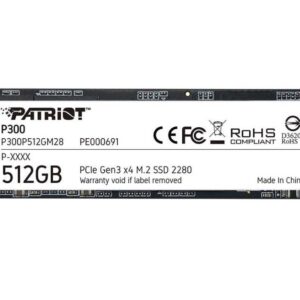 SSD PATRIOT, P300, 512 GB, M.2, PCIe Gen3.0 x4, 3D TLC Nand, R/W: 1700/1200 MB/s, "P300P512GM28"