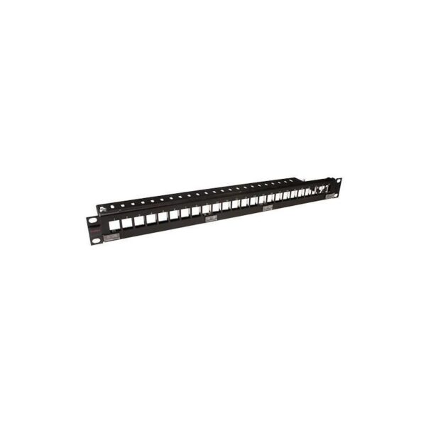 Patch panel 19, 1U, 24 porturi neechipat, pentru conectori Keystone, cu ...