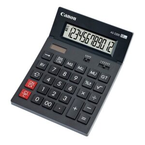Calculator de birou CANON, AS-2200, ecran 12 digiti, alimentare solara si baterie, negru, "BE4584B001AA" (timbru verde 0.18 lei)