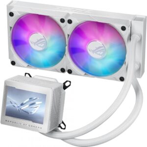 Cooler Asus "ROG RYUJIN III 240 ARGB", skt universal, racire cu lichid, ventilator 120 mm x 2, 2200 rpm, iluminat ARGB, "ROG RYUJIN III 240 ARGB WHT" (timbru verde 2.00 lei)