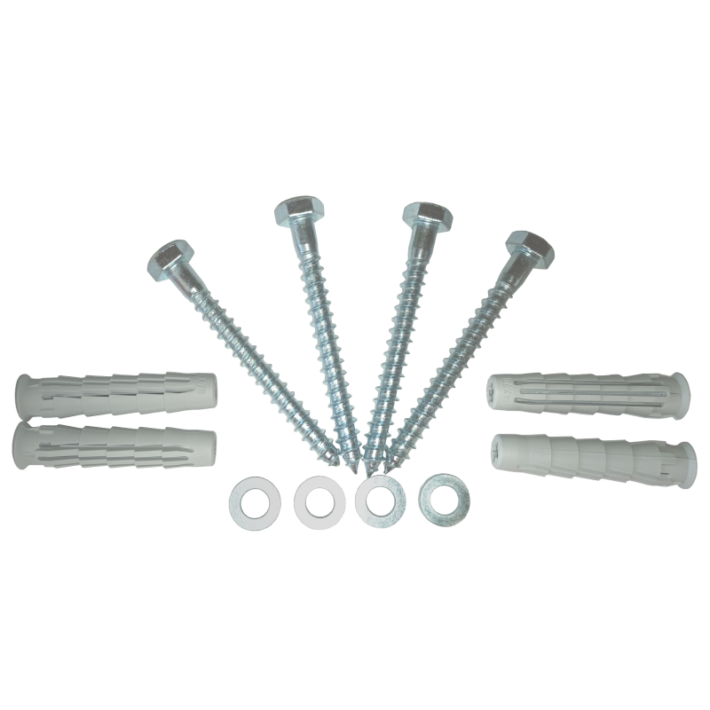 Set fixare rackuri pe perete, capacitate 120Kg, contine 4 x diblu nylon + holsurub cap hexagonal 14 x 70mm + saibe plate - ELEMATIC "SFR4-14x70"