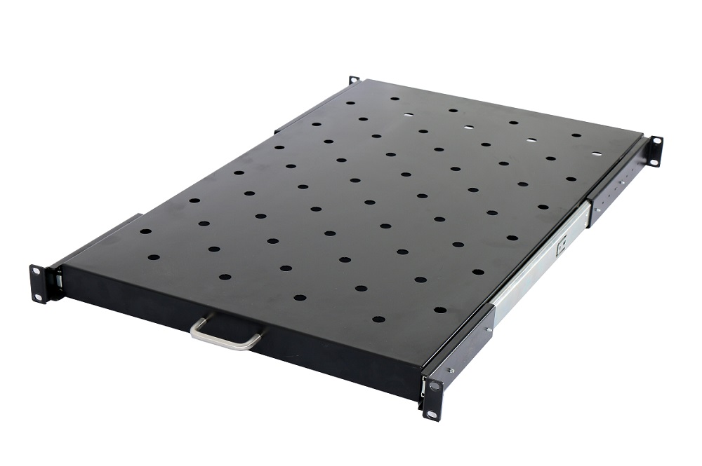 RAFT CULISANT SPACER 1U pentru rack 19", adancime 366mm, pt. cabinet de 600mm, sarcina maxima 60Kg, vopsea antistatic, otel 1.2mm, black, "SPSS-1U366-BK-03"