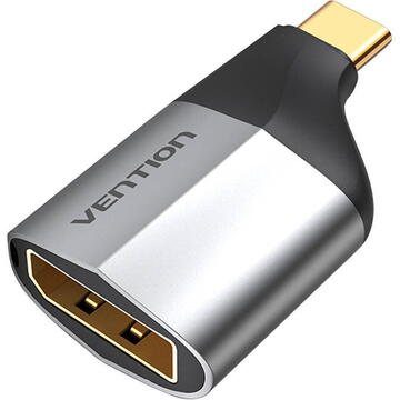 Adaptor video Vention, USB Type-C(T) la DisplayPort(M), rezolutie maxima 4K la 60Hz/2K la 60Hz, conectori auriti, invelis aliaj Al si ABS, argintiu, "TCCH0" (timbru verde 0.03lei) -  6922794742635