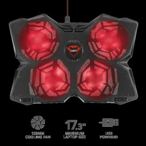 STAND TRUST "GXT Yozu" notebook 17.3" , sita metal, 4 x fan 12cm, LED rosu, negru, "TR-20817" (timbru verde 2 lei)