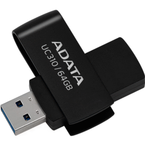 MEMORIE USB 3.2 ADATA 64 GB, protectie slide laterala, carcasa plastic, negru, "UC310-64G-RBK" (timbru verde 0.03 lei)