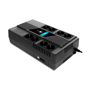 UPS Njoy "Token 800", Line int., brick, AVR, Schuko x 8, display LCD, back-up 1 - 10 min. "UPCSBLS680TTOAZ01B" (timbru verde 11 lei)