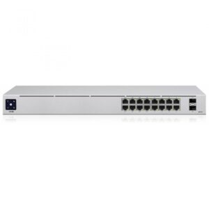 SWITCH PoE UBIQUITI, "UNIFI SWITCH 16"port Gigabit x 16, SFP SFP x 2, managed, rackabil, carcasa metalica, "USW-16-POE" (timbru verde 2 lei)