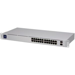 Ubiquiti UniFi Switch 24 is a fully managed Layer 2 switch with (24) Gigabit Ethernet ports and (2) Gigabit SFP ports for fiber connectivity "USW-24-EU" (timbru verde 2 lei)